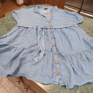 Torrid Tiered Mini Dress Tie Waist 100% Lyocell NWOT Plus 1X Western Cottage